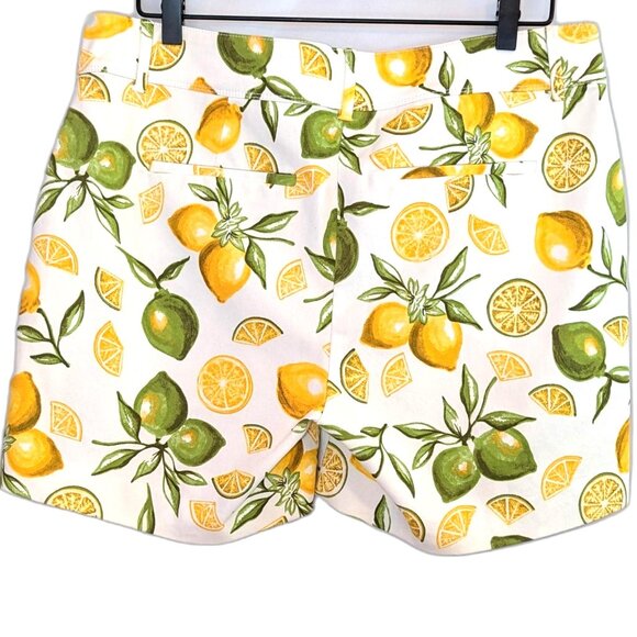 Isaac Mizrahi | Lemon & Lime Citrus Print Tailored White Shorts | Size 12 - Picture 4 of 12